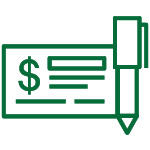 Check from a checkbook with a pen