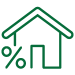 House with a percent sign next to it